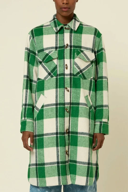 Solar Woven Coat In Malachite/greeen