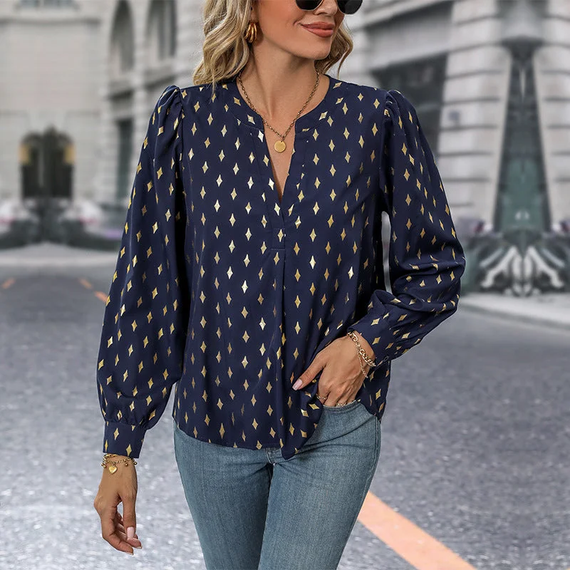 Women's Creative Autumn Long Sleeve Bronzing Blouses