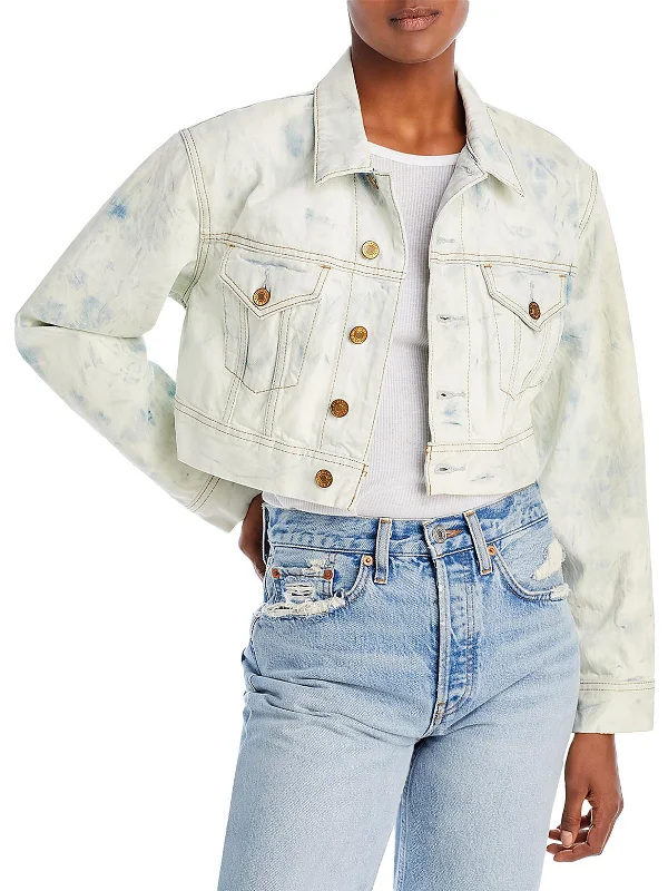 Womens Crop Denim Trucker Jacket