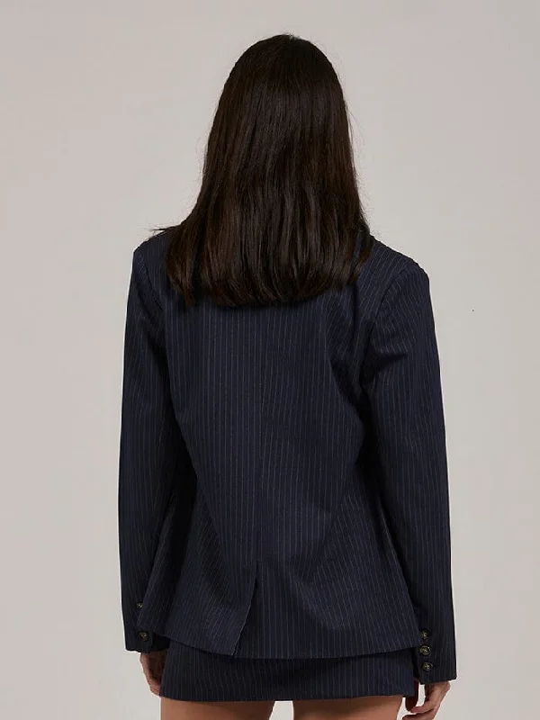 Gabrielle Pinstripe Blazer - Station Navy