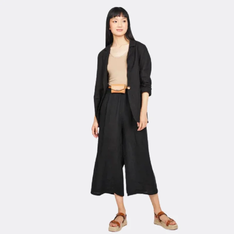 Cropped Linen Pants (Black)