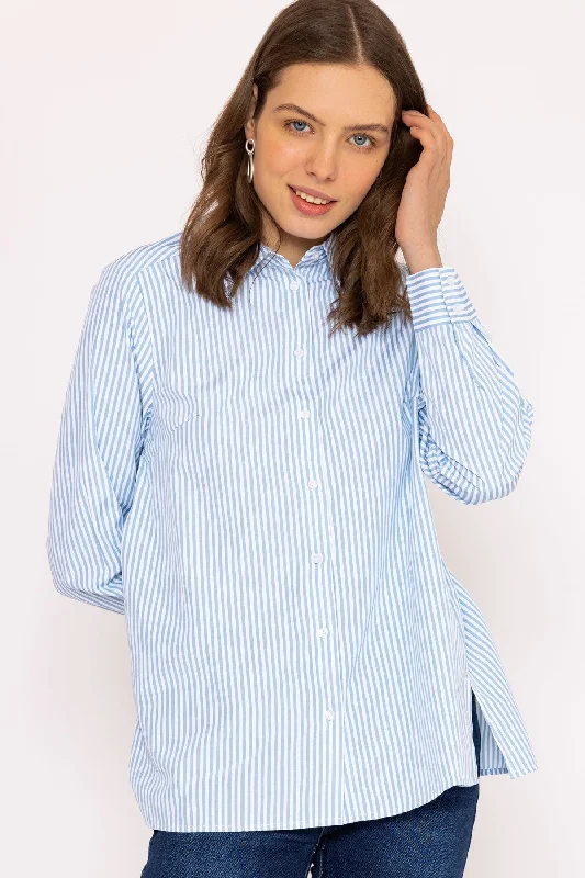 Longline Stripe Shirt in Blue