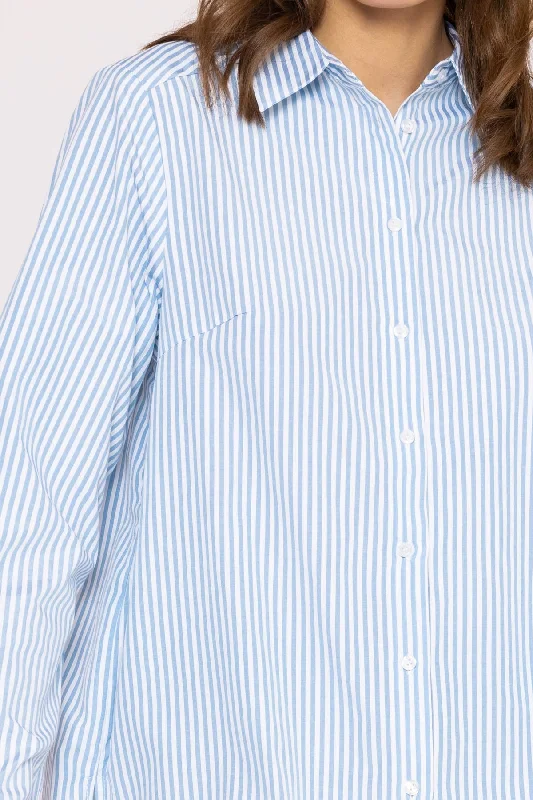 Longline Stripe Shirt in Blue