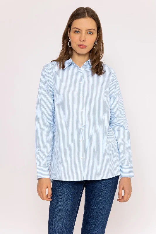 Longline Stripe Shirt in Blue