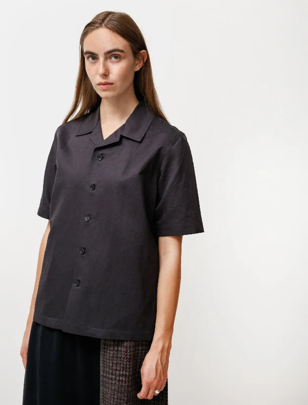 Oversized S/S Shirt Cotton Linen Silk Navy