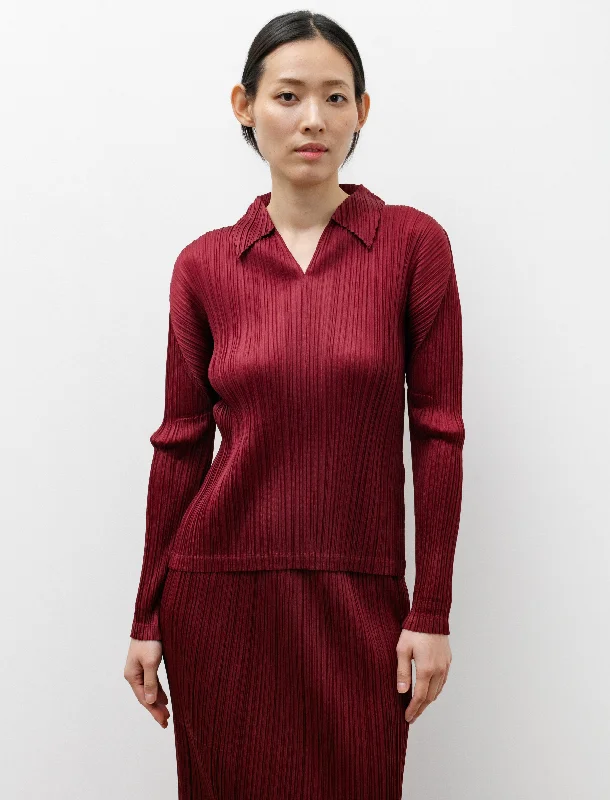 Polo Neck Long Sleeve Top Wine