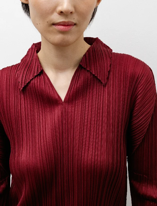 Polo Neck Long Sleeve Top Wine