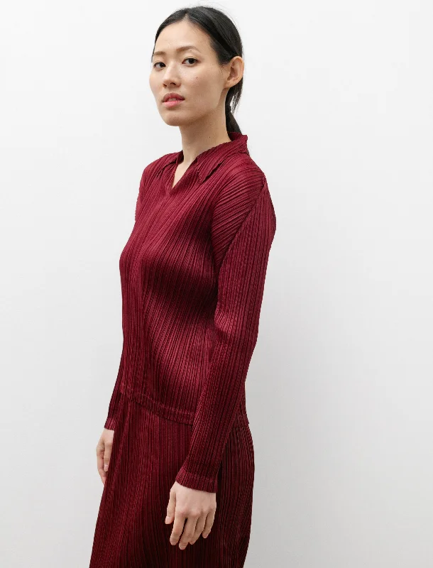 Polo Neck Long Sleeve Top Wine