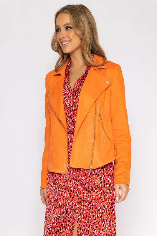 Suede Biker Jacket in Orange