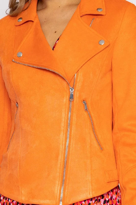 Suede Biker Jacket in Orange