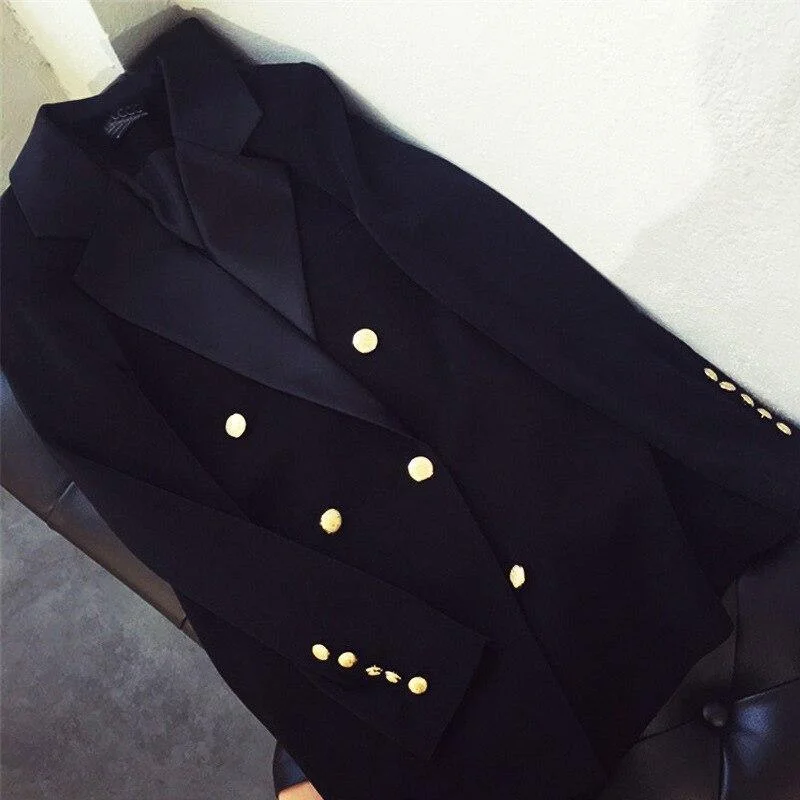 Trendy Gold Buttons Blazer For Women