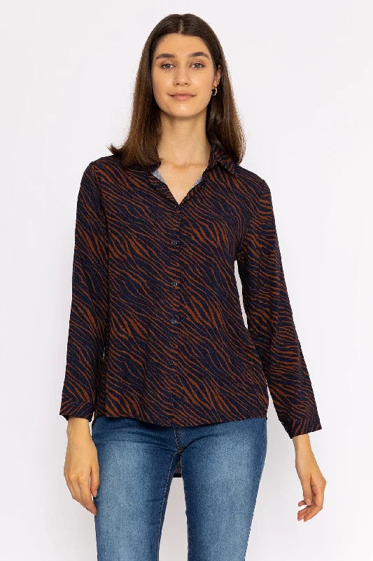 Viscose Shirt in Navy Animal Print