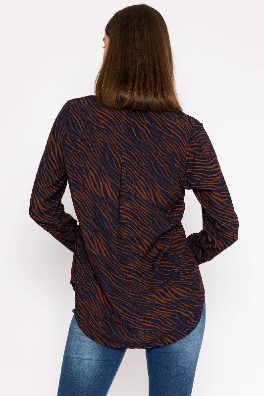 Viscose Shirt in Navy Animal Print