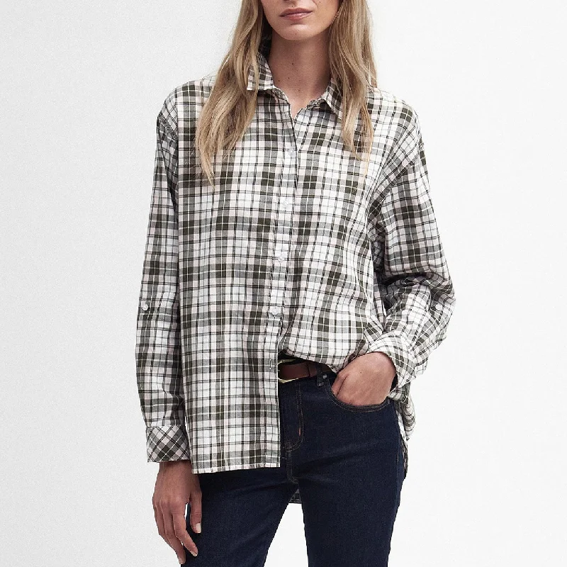 Barbour Womens Angelonia Oversized Shirt Olive Check