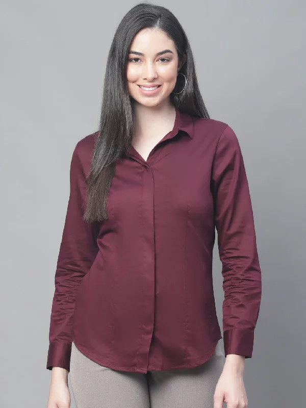 Cantabil Women Wine Shirt