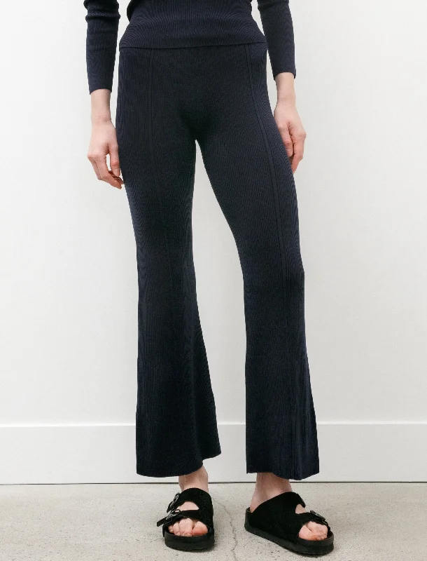 Rib Tight Flare Pants Navy