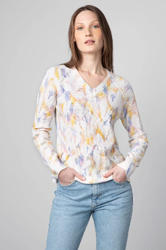 Kinross Cashmere Floral Thermal Vee