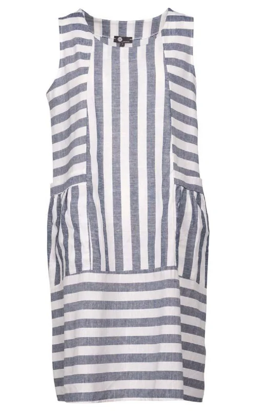 M Made in Italy - Sleeveless Striped Dress Plus Size