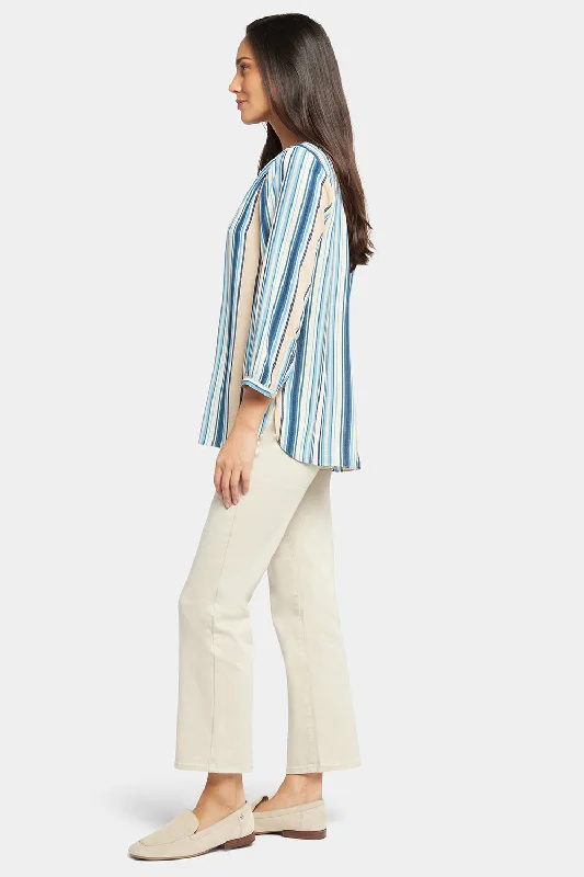 Pintuck Blouse - Hilltop Stripe