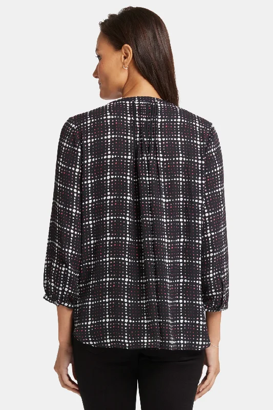 Pintuck Blouse - Lattice Dots