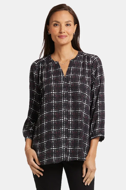 Pintuck Blouse - Lattice Dots