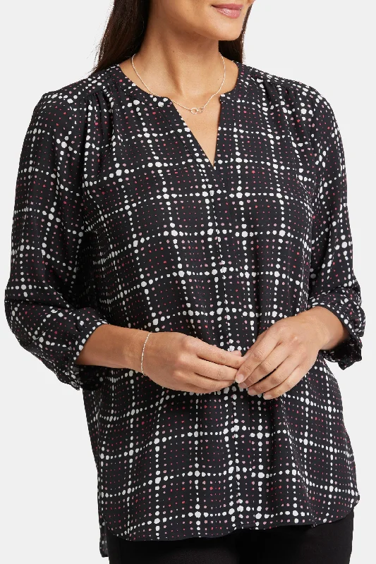 Pintuck Blouse - Lattice Dots