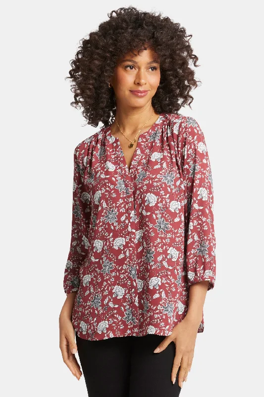 Pintuck Blouse - Wine Ridge