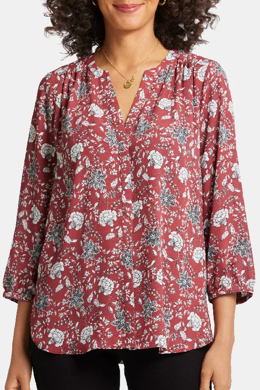 Pintuck Blouse - Wine Ridge