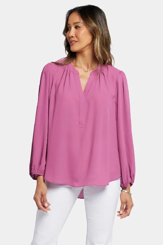 Puff Sleeve Popover Top - Mauve Haze