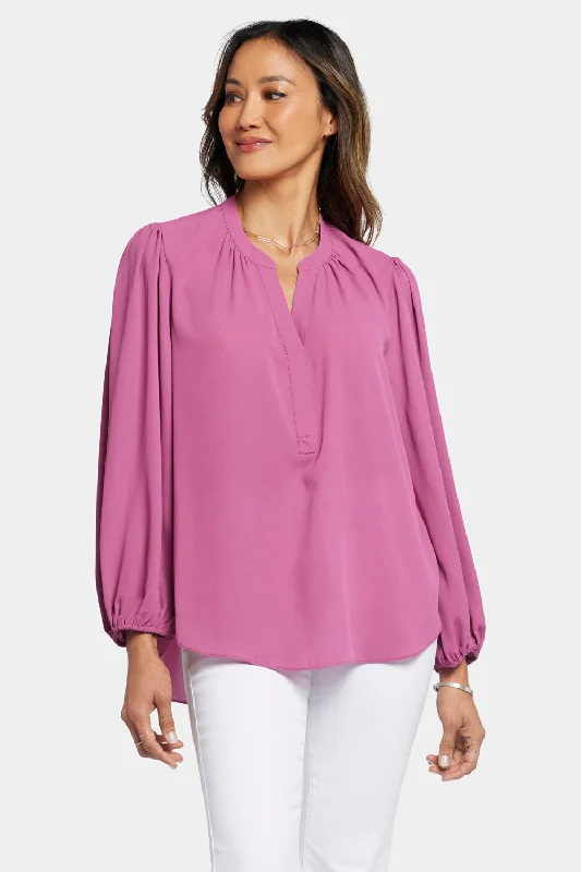 Puff Sleeve Popover Top - Mauve Haze