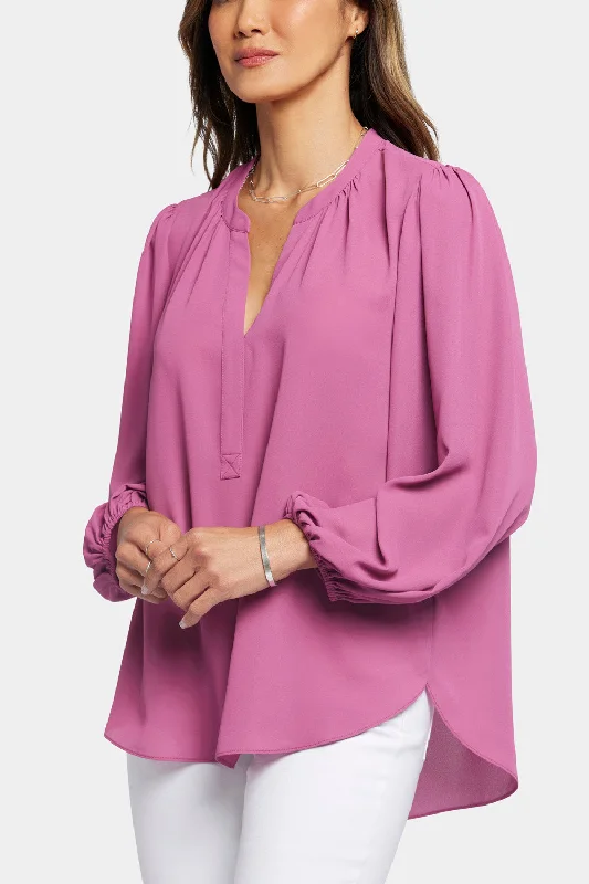 Puff Sleeve Popover Top - Mauve Haze