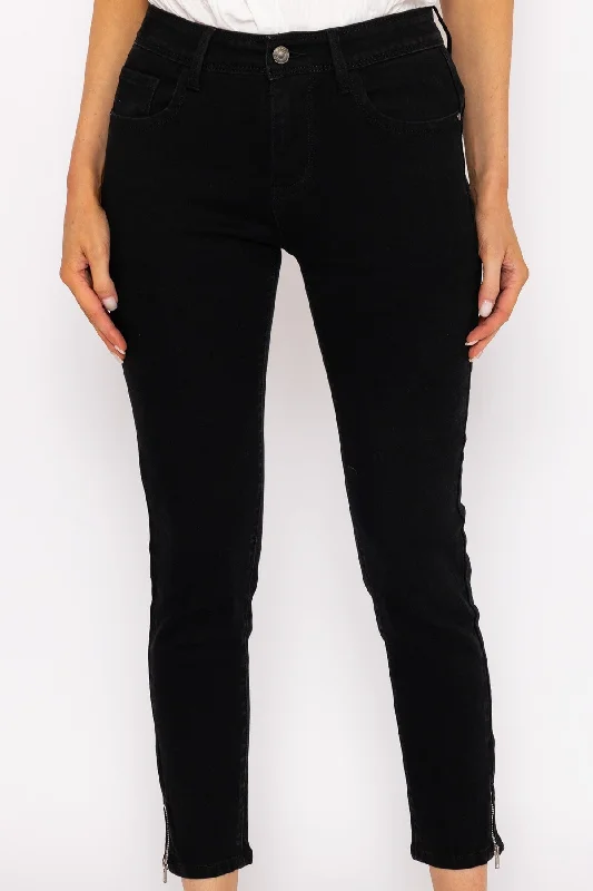 Short Zip Jeans in Black