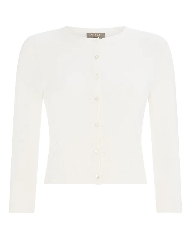 Women's Darcie Superfine Cashmere Cropped Cardigan New Ivory White