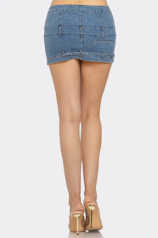 Women's Super Mini Stretch Denim Skirt - VESVMS10056