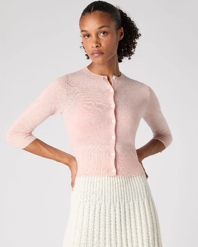 Women's Darcie Superfine Cashmere Cropped Cardigan Blush Pink