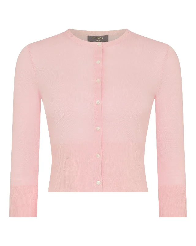 Women's Darcie Superfine Cashmere Cropped Cardigan Blush Pink