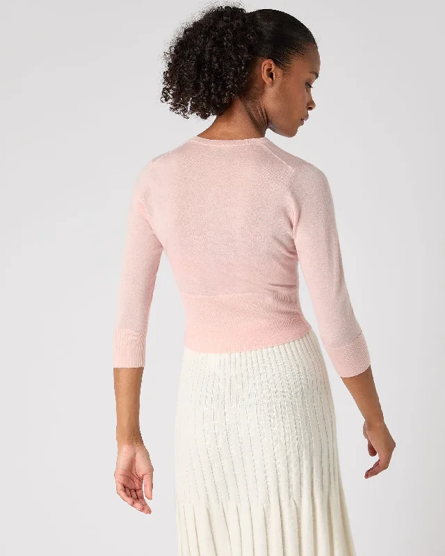 Women's Darcie Superfine Cashmere Cropped Cardigan Blush Pink