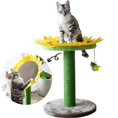 Cat Sunflower Tree Bed - Sisal Covered 2 in 1 Climbing Activity Tower