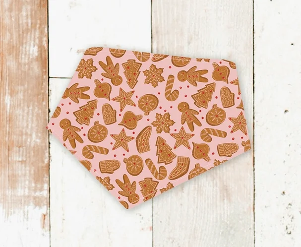 Pink Gingerbread Cookies Christmas Dog Bandana