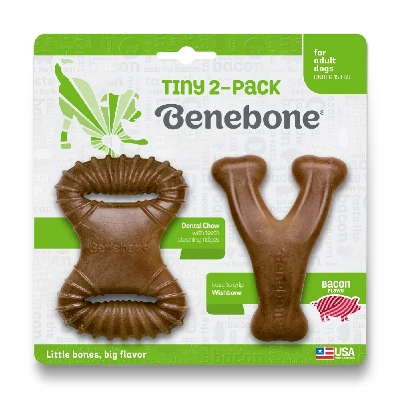 Benebone Bacon Flavored Dental and Wishbone Chew Toys for Dogs