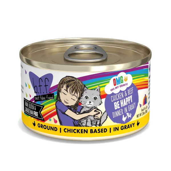 B.F.F. Be Happy Chicken and Beef Dinner in Gravy, 80g (2.8oz)