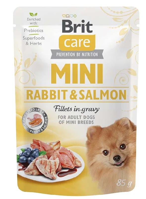 BRIT CARE Mini, fileti kunićevine i lososa u umaku, 85g