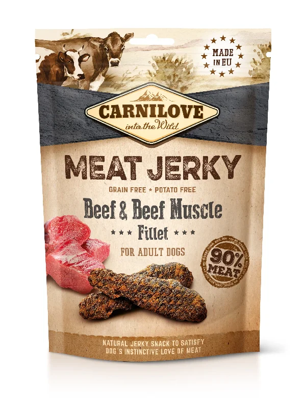 CARNILOVE Meat Jerky, goveđi mišić, mesni fileti bez žitarica, 100g