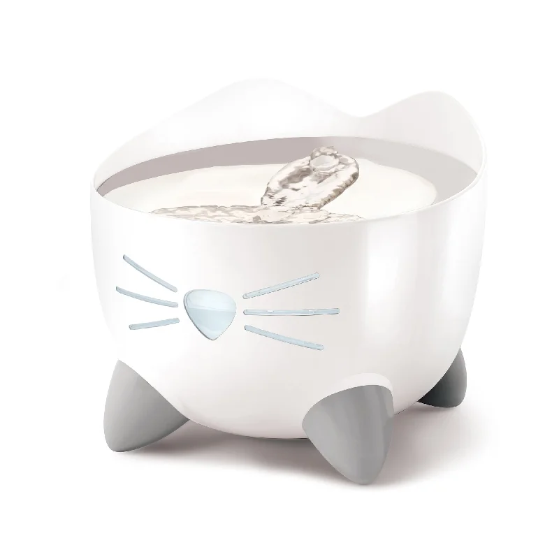 CATIT Pixi Fountain, White with Stainless Steel Top