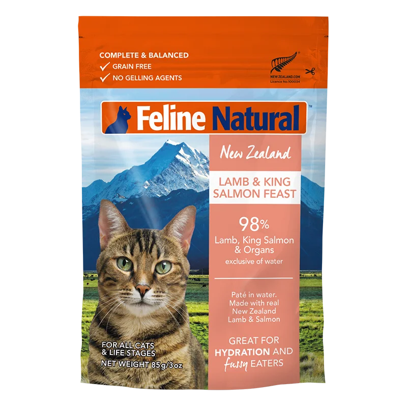 FELINE NATURAL New Zealand Lamb and King Salmon Feast Pouch, 85g (3oz)