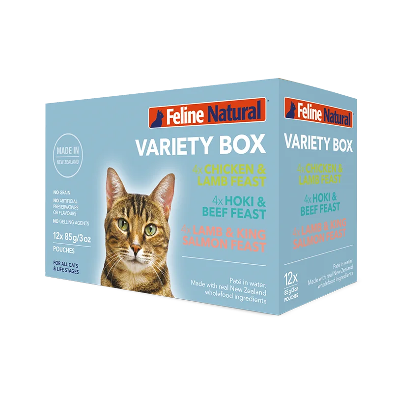 FELINE NATURAL New Zealand Pouch Variety Pack, 12 x 85g (3oz)