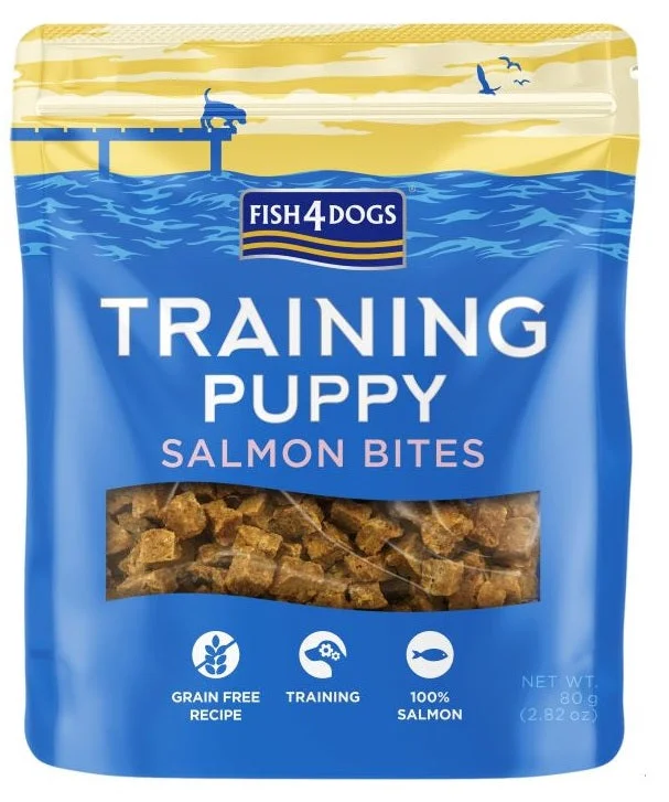 FISH4DOGS Training Bites PUPPY, 100% losos, hrskava poslastica za štence, 80g