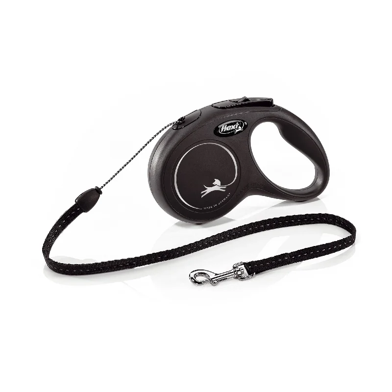 Flexi Classic Cord Retractable Dog Lead Black Small (5m)