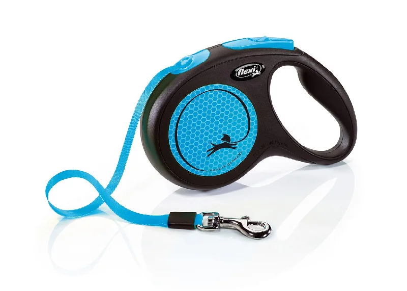 Flexi New Neon Tape Retractable Leash - S/5M-BLUE