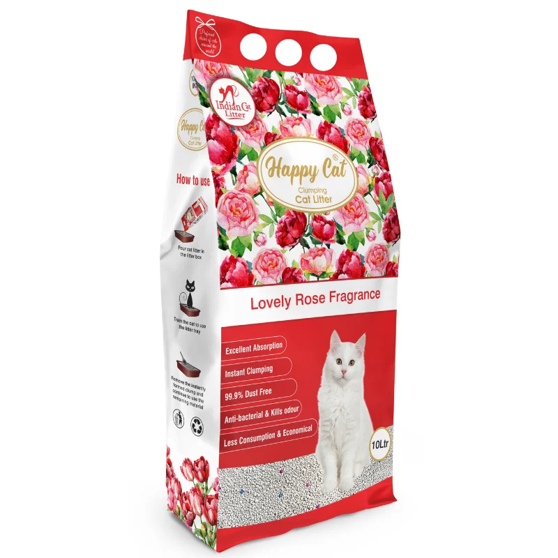 Happy Cat Bentonite Dust Free Clumping Cat Litter - Lovely Rose Fragrance - 10L